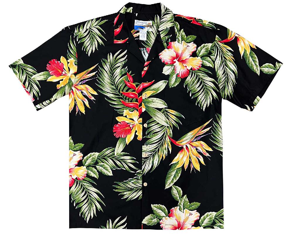 paradise found Waimea Casuals Men's Shirts Orchid Paradise Black