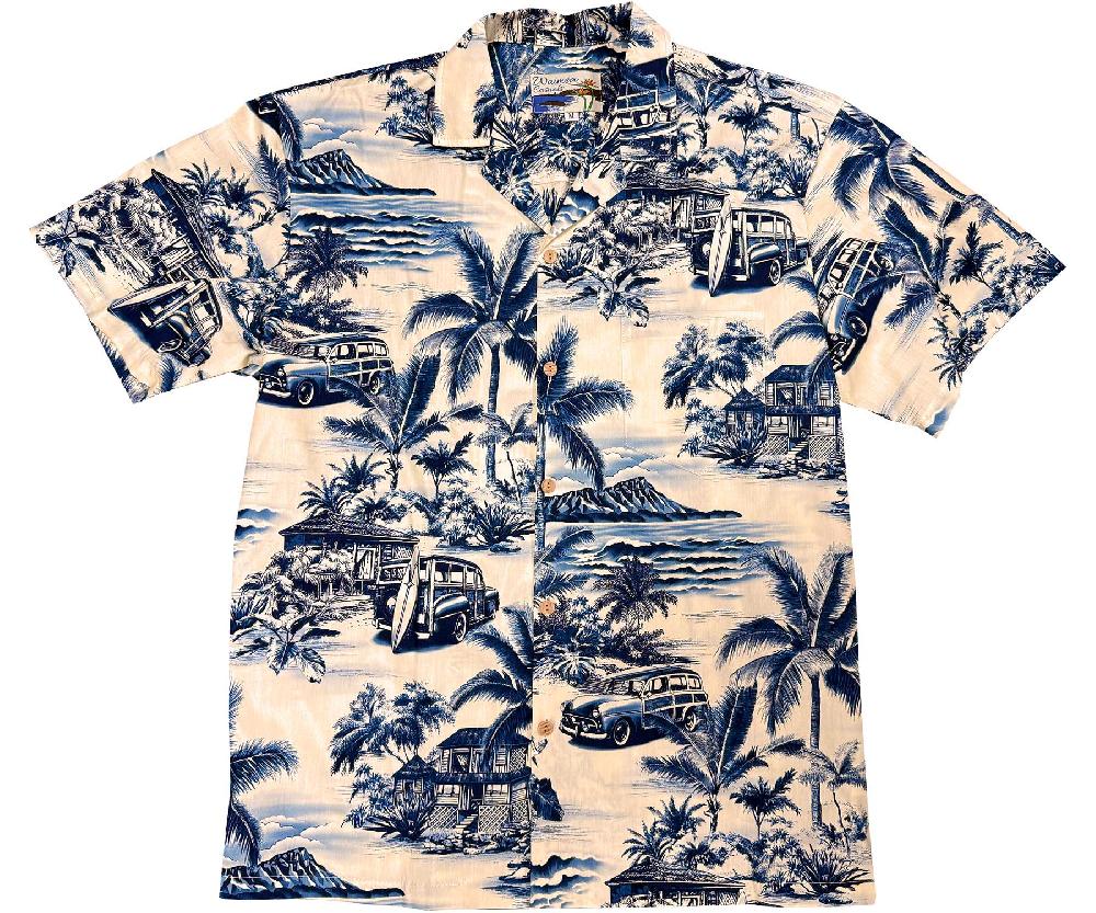 paradise found Waimea Casuals Men's Shirts Paradise Woody Blue