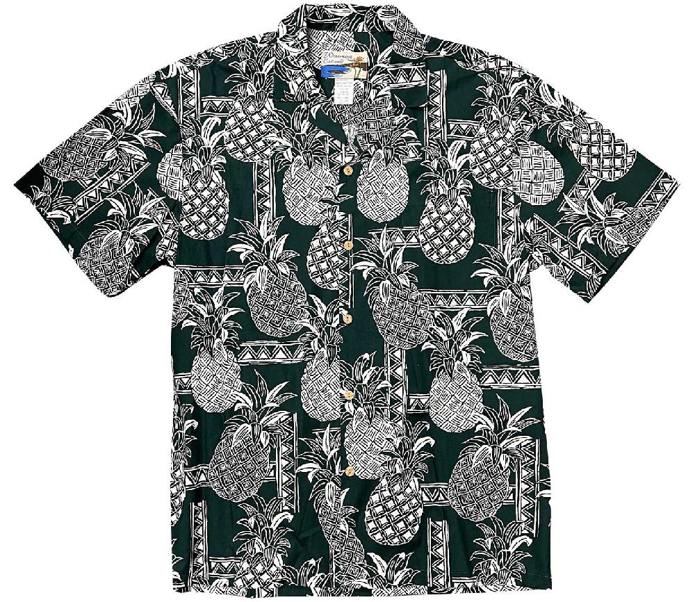 paradise found Waimea Casuals Men's Shirts Tapa Pineapple Green