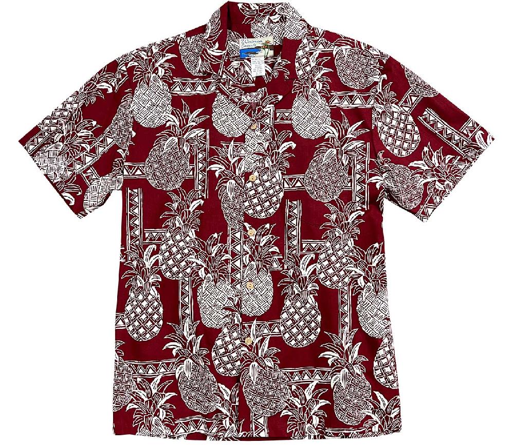 paradise found Waimea Casuals Men's Shirts Tapa Pineapple Red