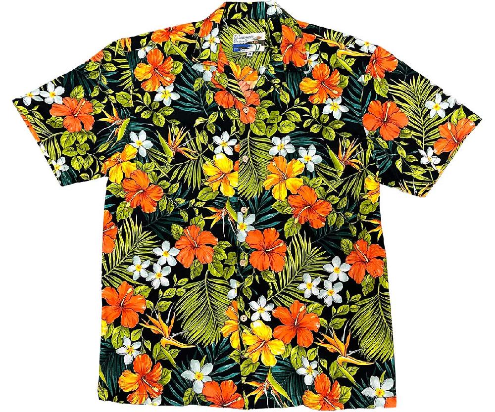 paradise found Waimea Casuals Men's Shirts Tropical Garden Black
