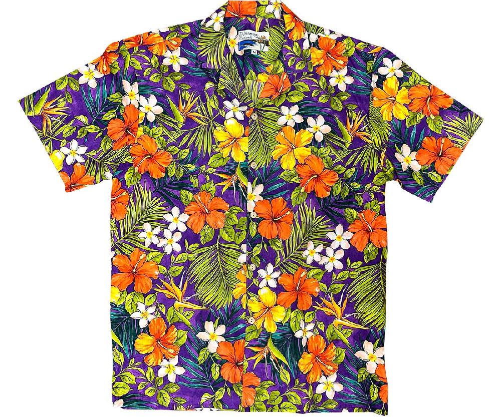 paradise found Waimea Casuals Men's Shirts Tropical Garden Purple