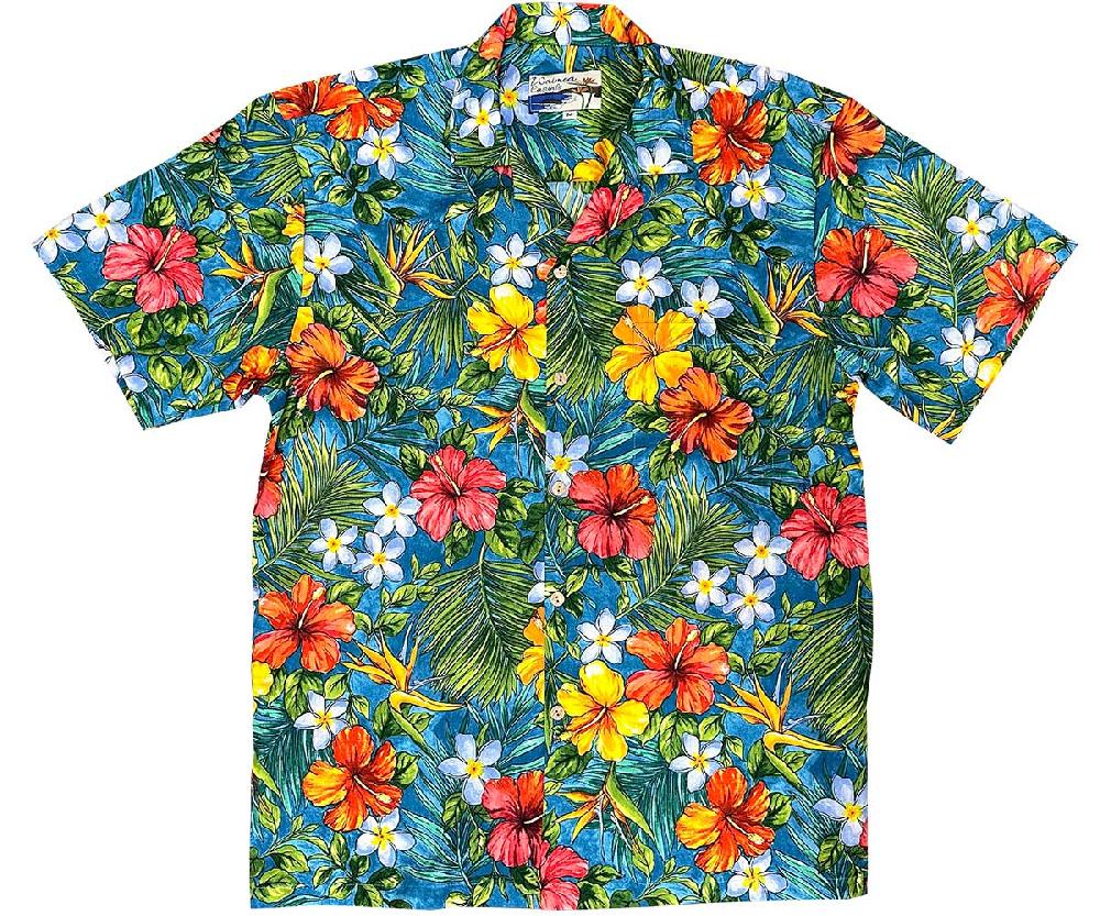 paradise found Waimea Casuals Men's Shirts Tropical Garden Teal