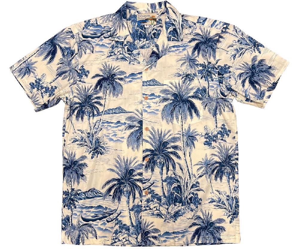 paradise found Waimea Casuals Men's Shirts Waikiki Beach Blue