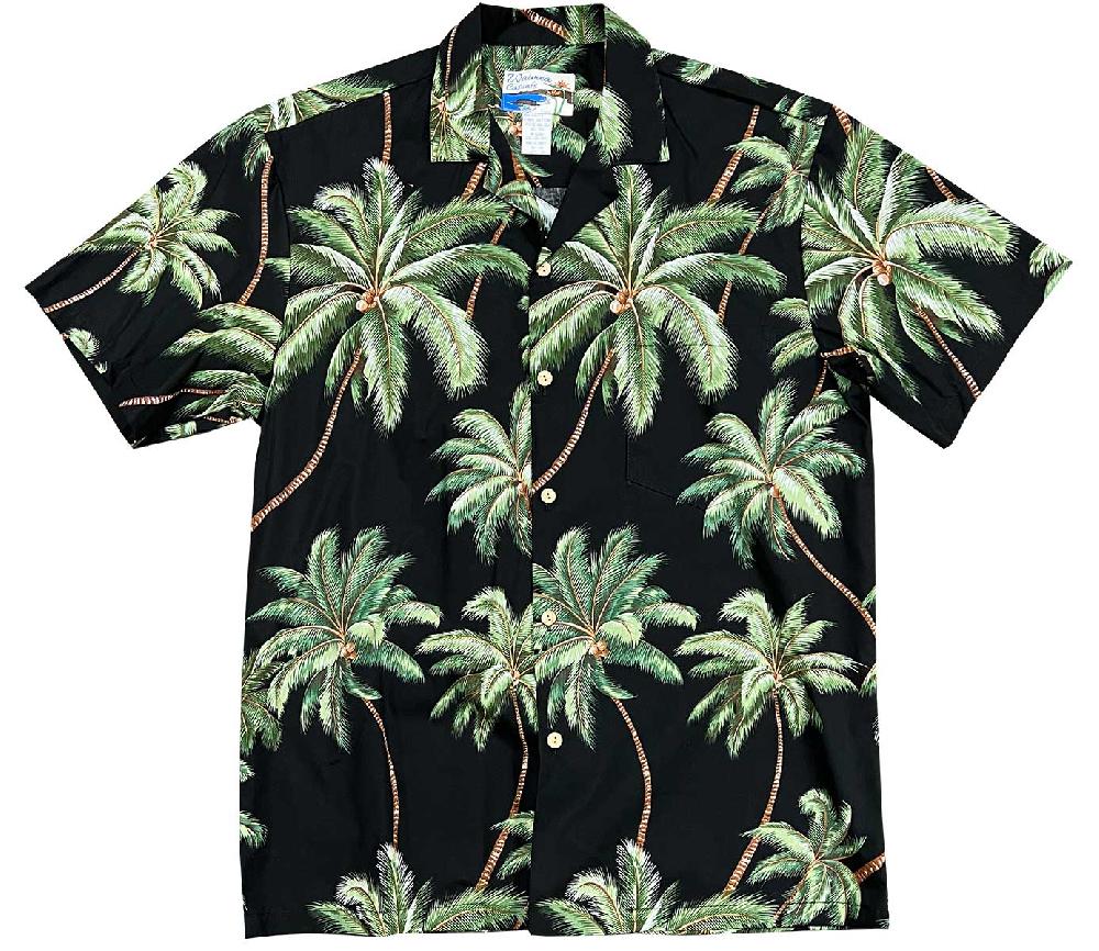 paradise found Waimea Casuals Men's Shirts Wailea Palms Black