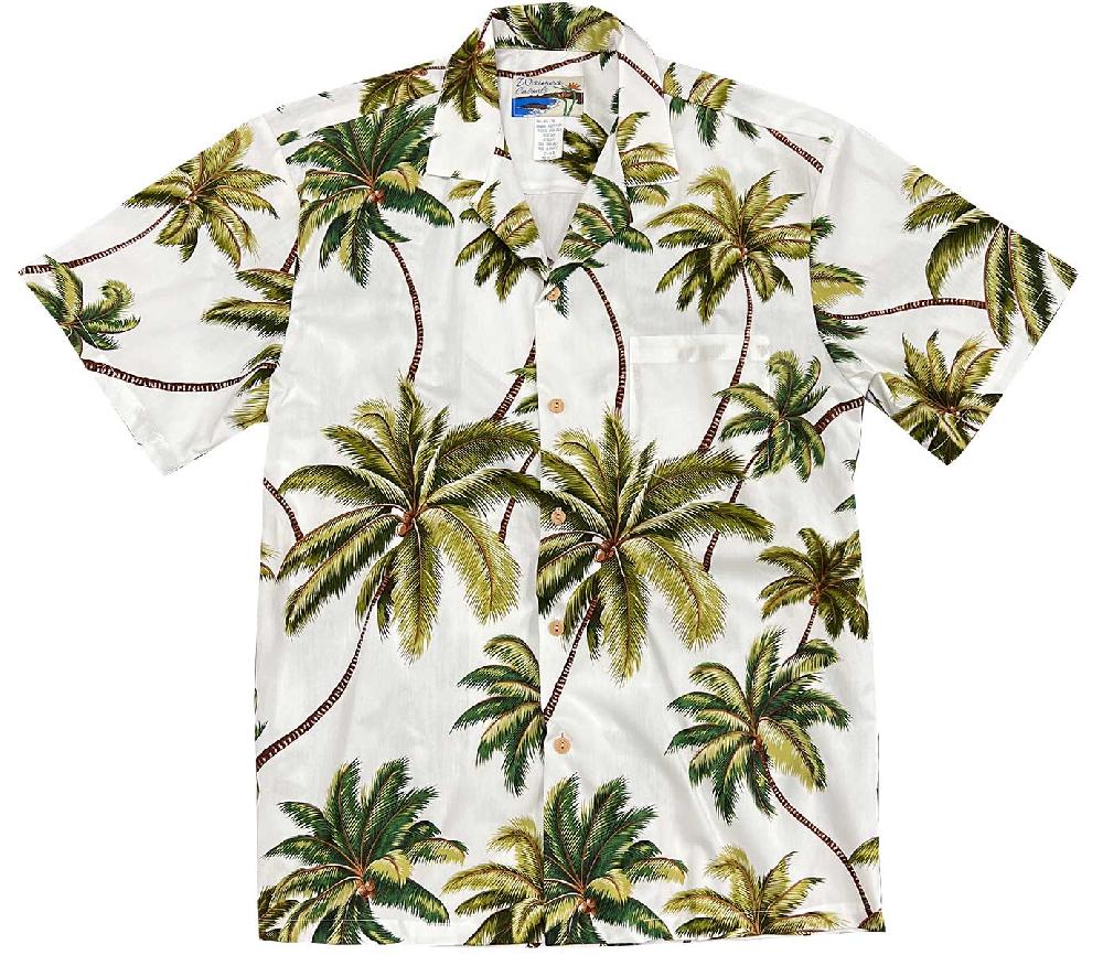 paradise found Waimea Casuals Men's Shirts Wailea Palms White