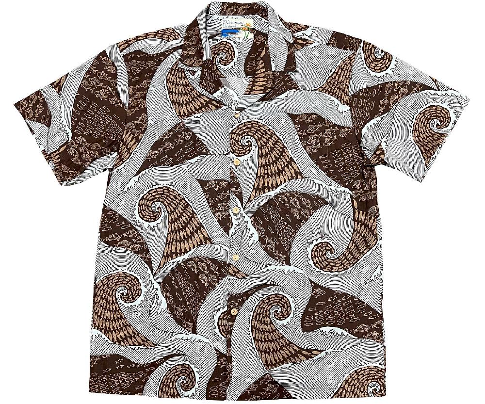 paradise found Waimea Casuals Men's Shirts Waves Brown