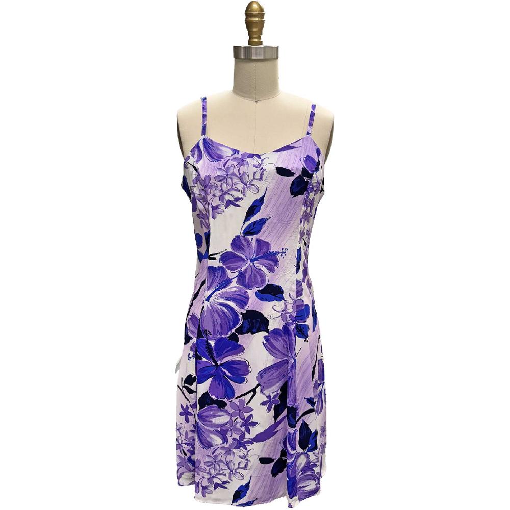 paradise found Watercolor Hibiscus Hawaiian Shirts Watercolor Hibiscus Purple Spaghetti Dress