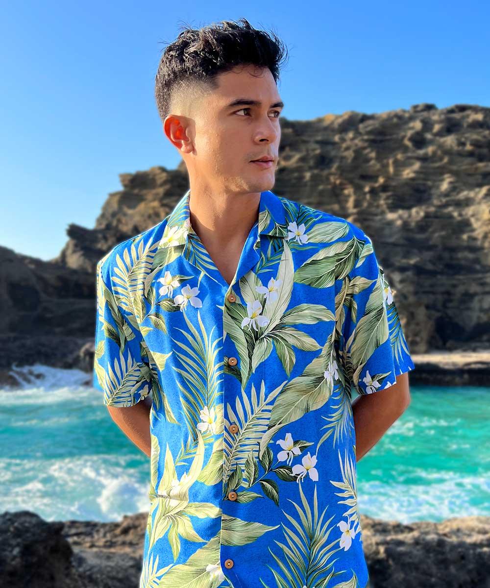 Paradise Found White Ginger Hawaiian Shirts White Ginger Blue