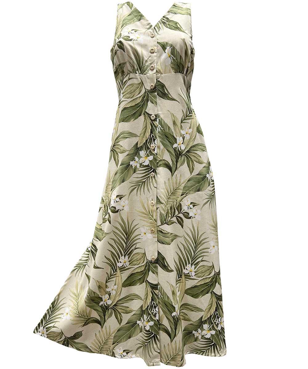 paradise found White Ginger Hawaiian Shirts White Ginger Khaki Button Front Tank Dress