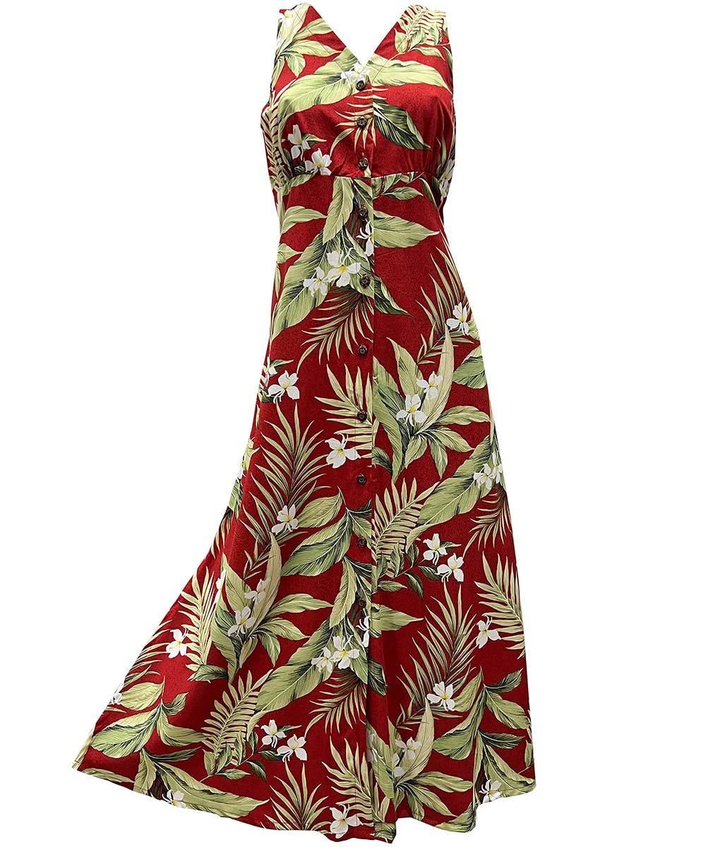 paradise found White Ginger Hawaiian Shirts White Ginger Red Button Front Tank Dress