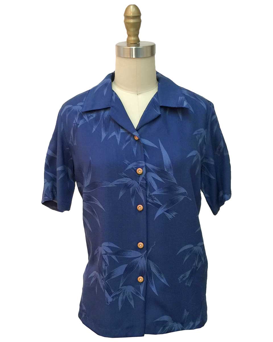 paradise found Women's Camp Shirts Women's Bamboo Navy Camp Shirt