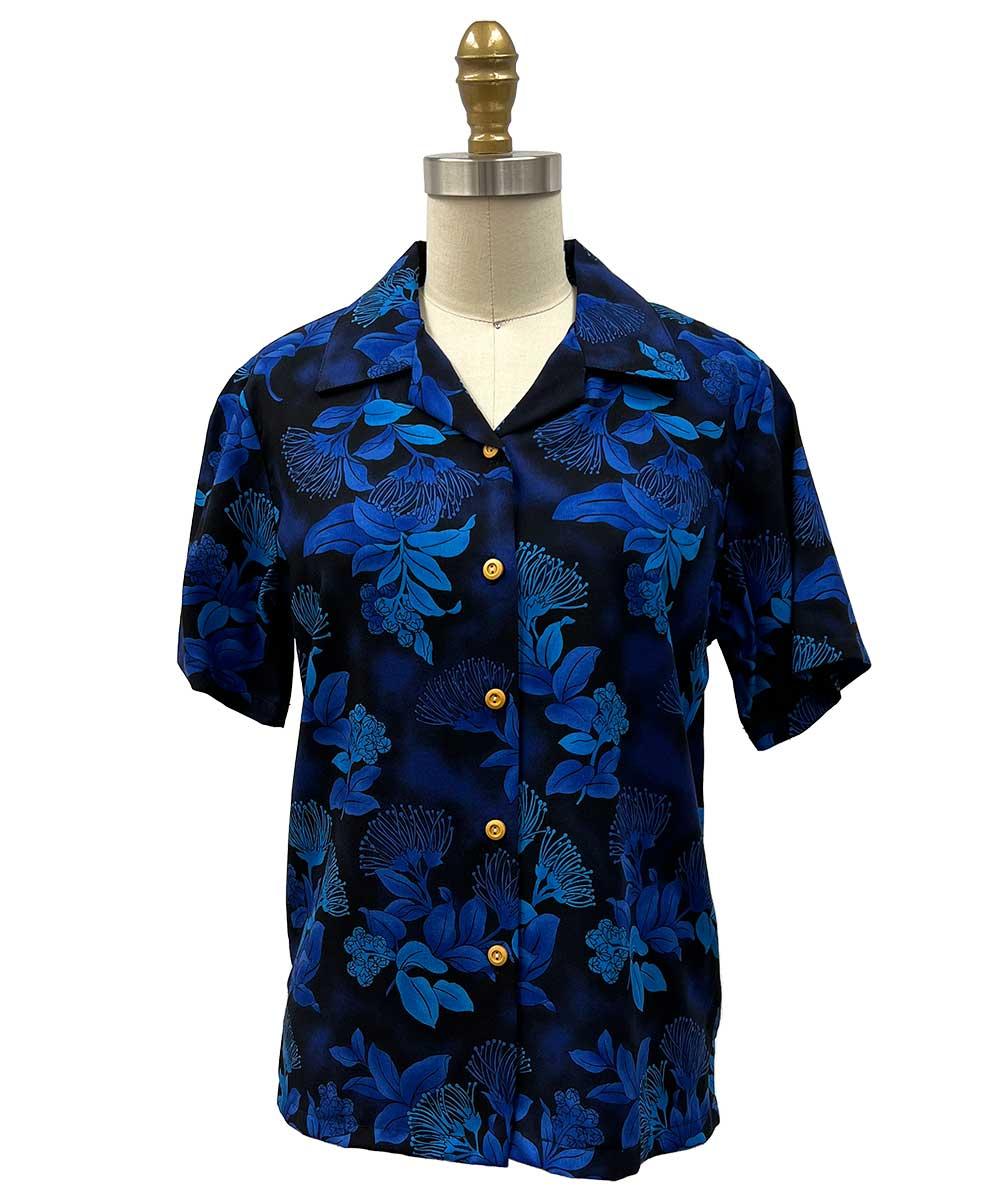 paradise found Women's Camp Shirts Women's Ohia Navy Camp Shirt