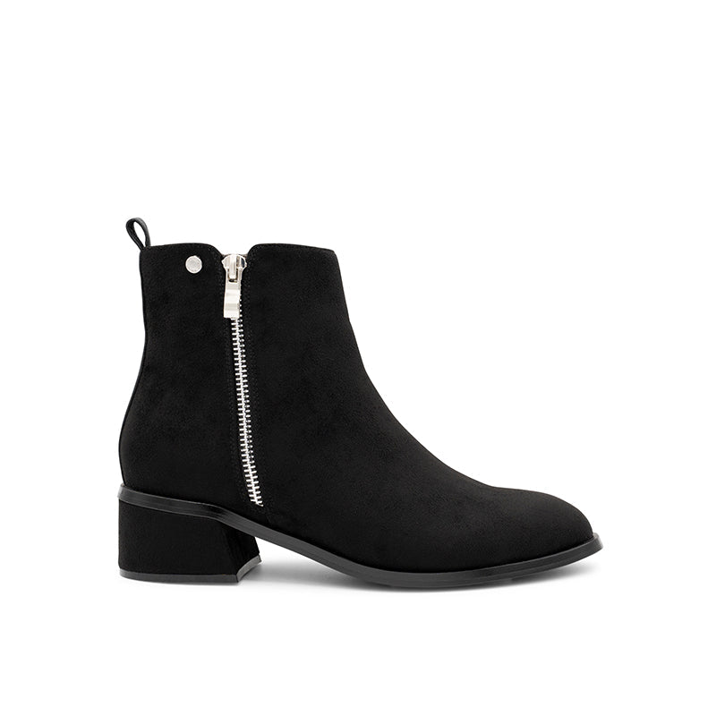 paradox london Ainsley Ankle Boots Black Microsuede Low Block Heel Ankle Boot