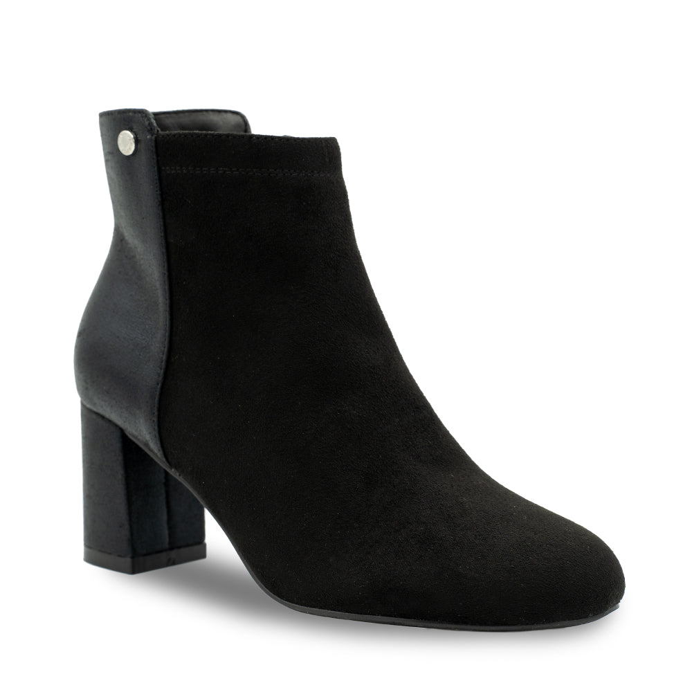 Paradox London Alathea Ankle Boots Black Microsuede Mid Block Heel Ankle Boot