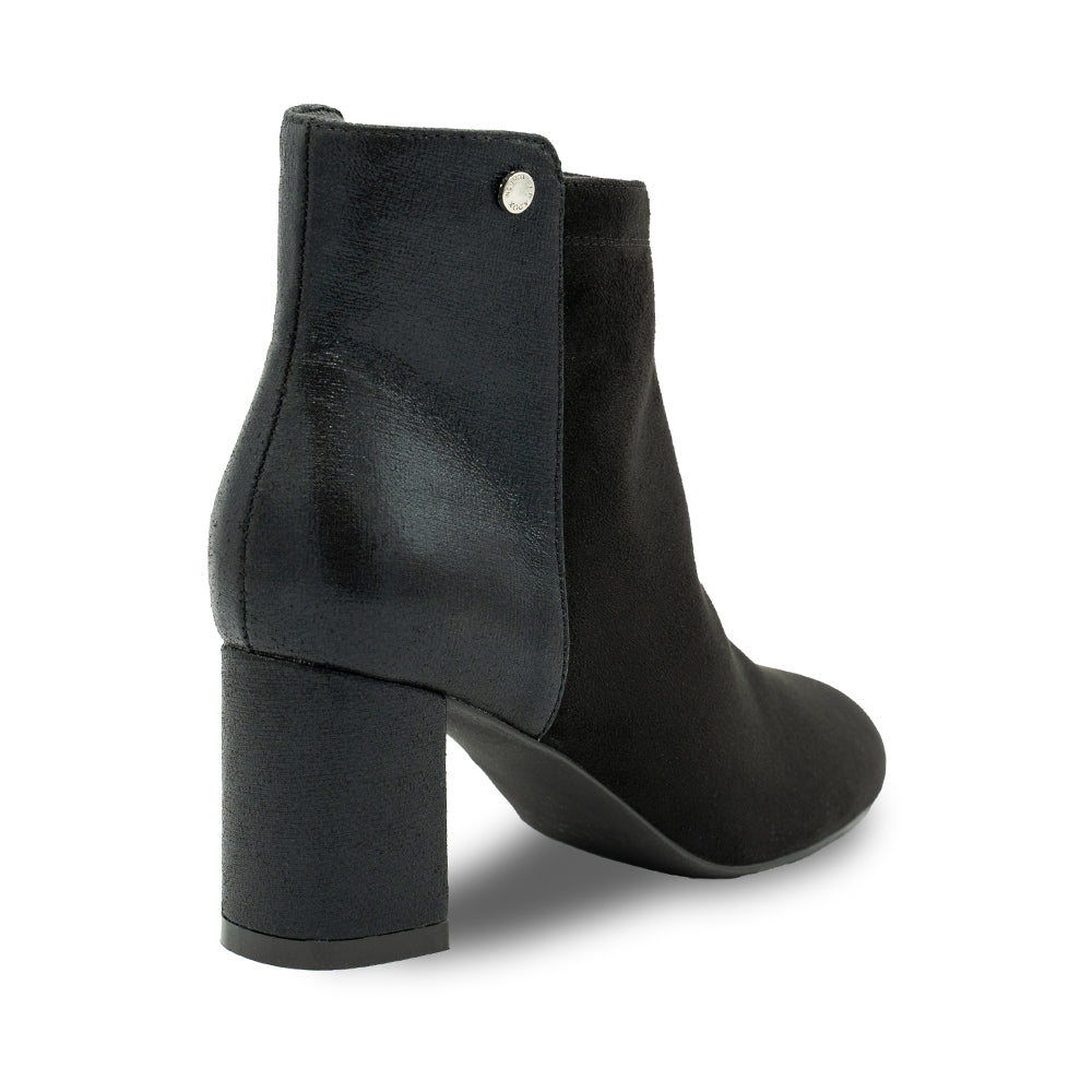 Paradox London Alathea Ankle Boots Black Microsuede Mid Block Heel Ankle Boot