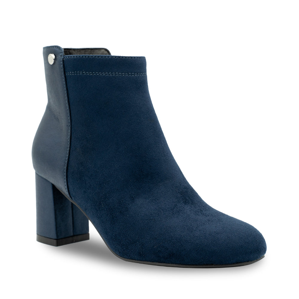Paradox London Alathea Ankle Boots Navy Microsuede Mid Block Heel Ankle Boot