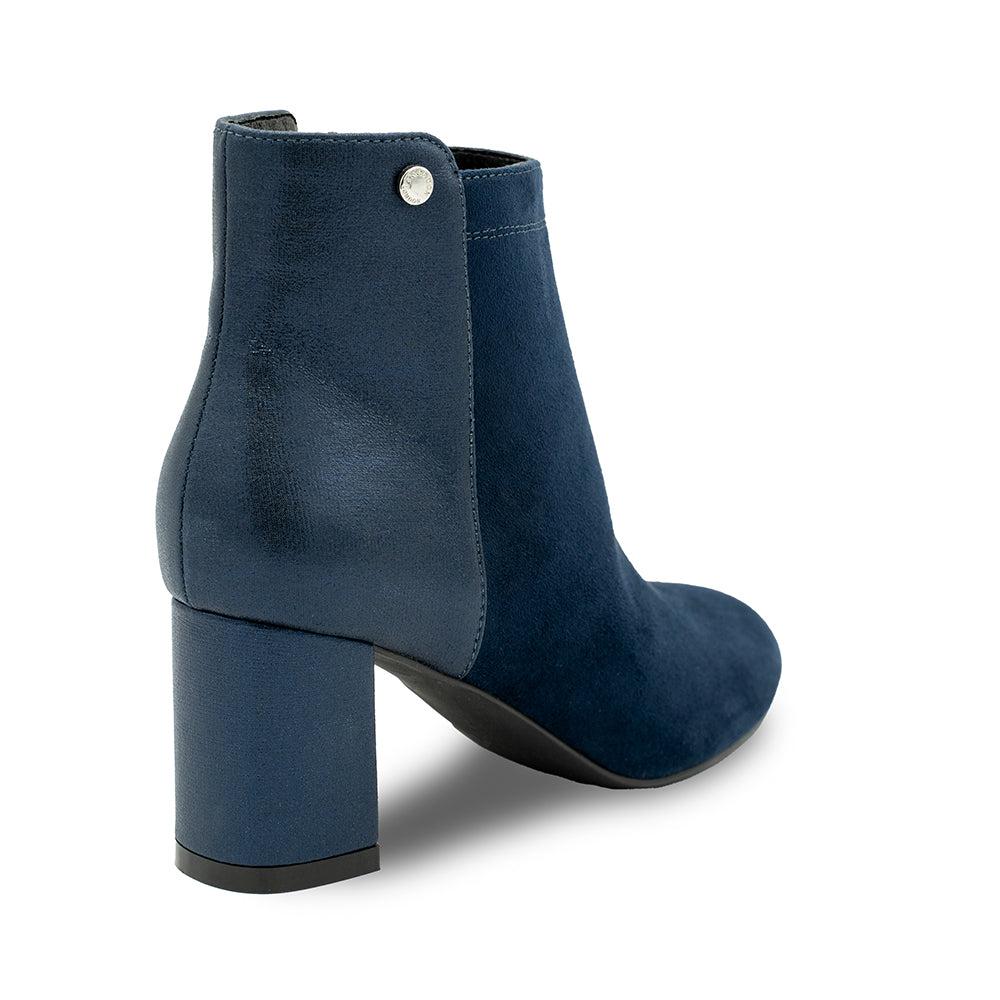 Paradox London Alathea Ankle Boots Navy Microsuede Mid Block Heel Ankle Boot