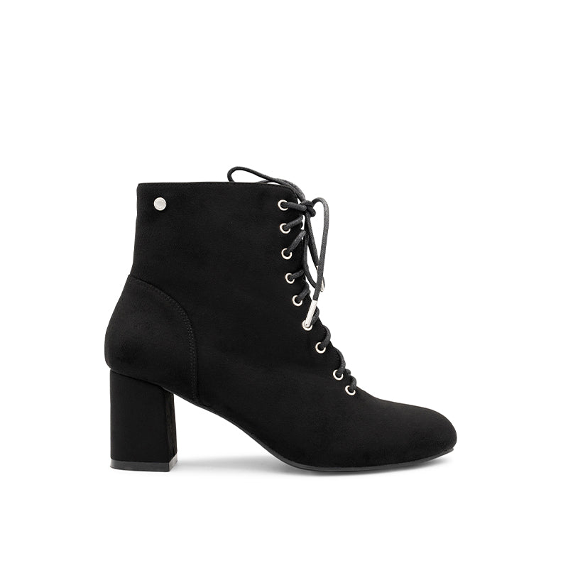 paradox london Amanda Ankle Boots Black Microsuede Mid Block Heel Ankle Boot