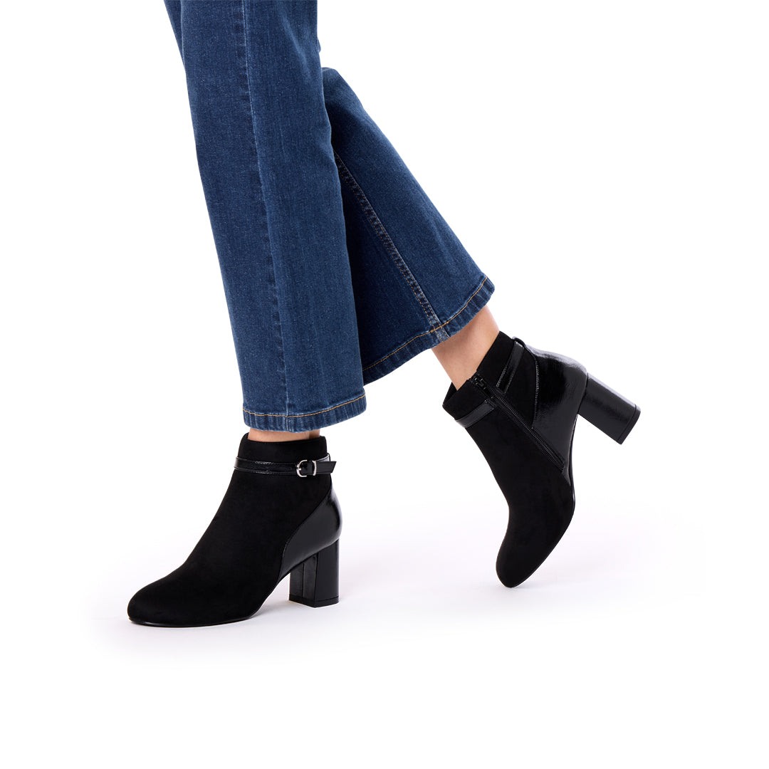 Paradox London Amara Ankle Boots Black Block Heel Ankle Boots