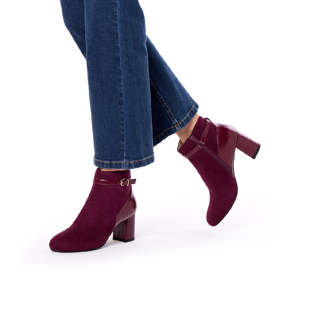 Paradox London Amara Ankle Boots Cherry Block Heel Ankle Boots