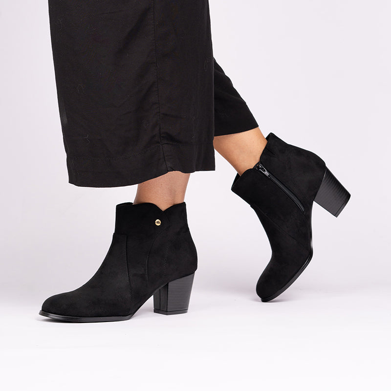 Paradox London Anya Ankle Boots Black Block Heel Ankle Boots