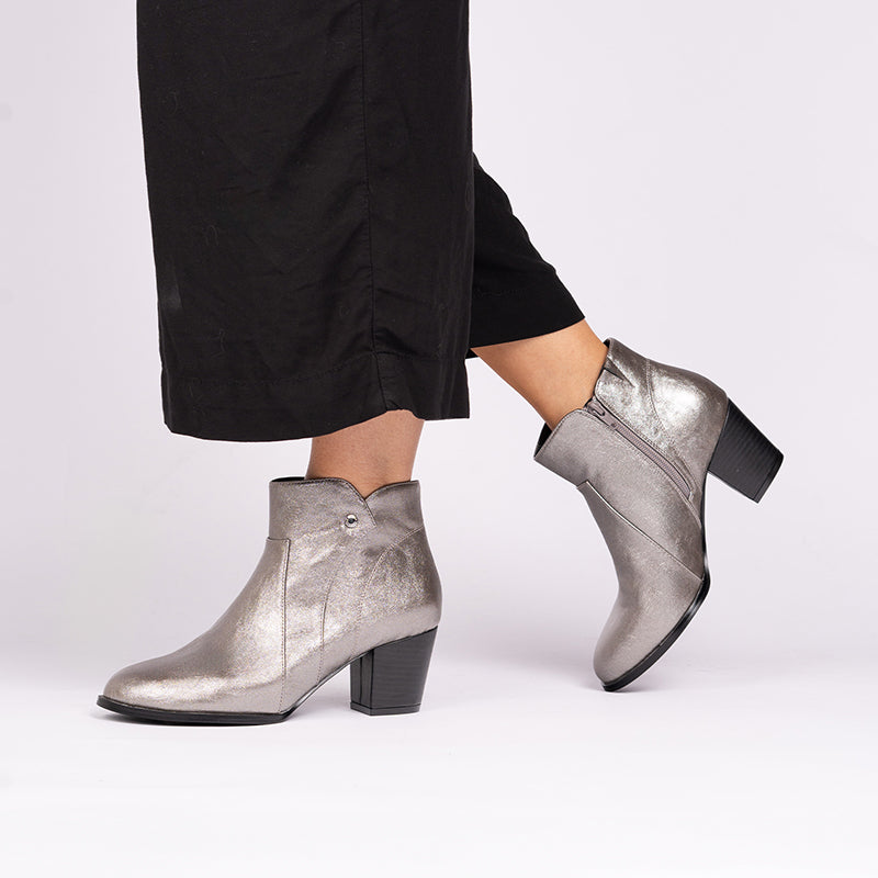 Paradox London Anya Ankle Boots Pewter Block Heel Ankle Boots