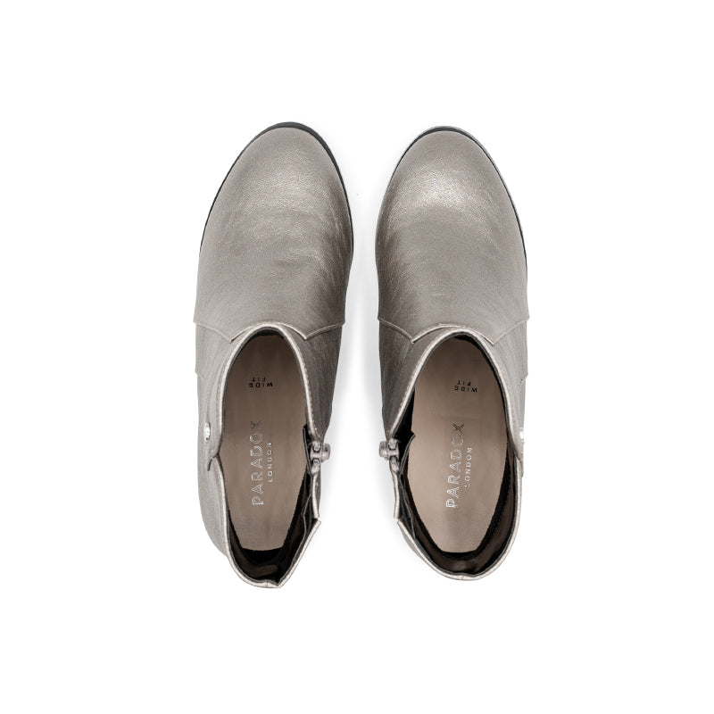 Paradox London Anya Ankle Boots Pewter Block Heel Ankle Boots