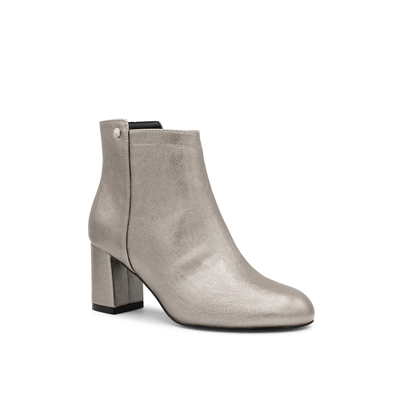 Paradox London Aria Ankle Boots Pewter Metallic Block Heel Ankle Boot