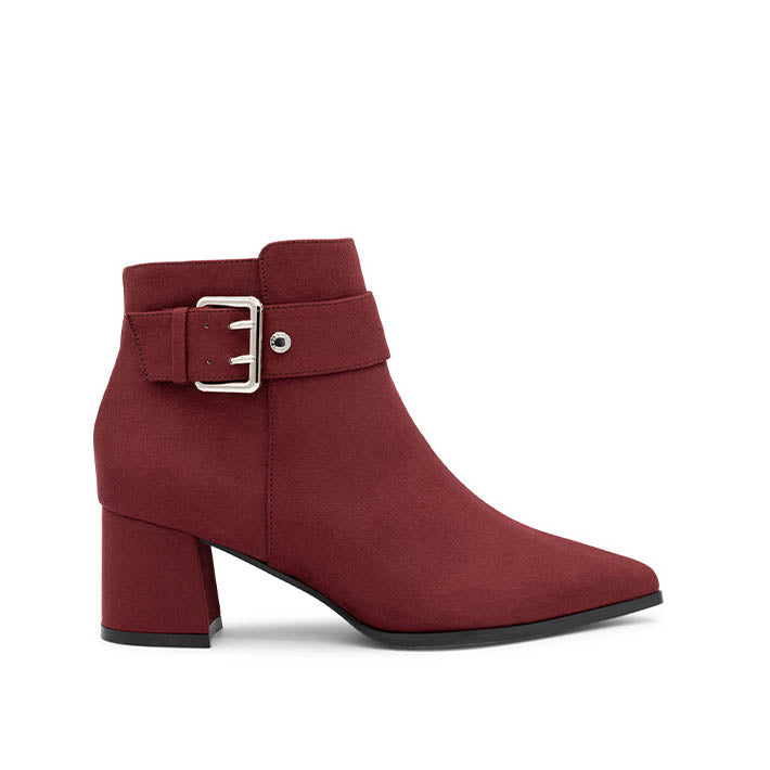paradox london Aspen Ankle Boots Burgundy Microsuede Block Heel Ankle Boot