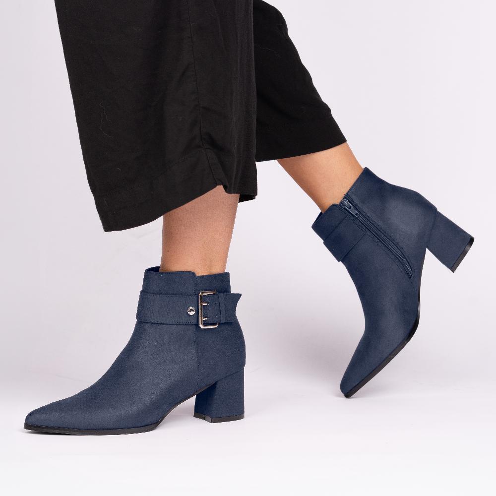 Paradox London Aspen Ankle Boots Navy Microsuede Block Heel Ankle Boot