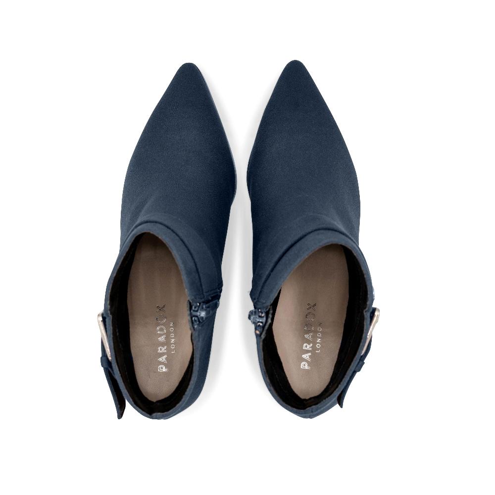 Paradox London Aspen Ankle Boots Navy Microsuede Block Heel Ankle Boot