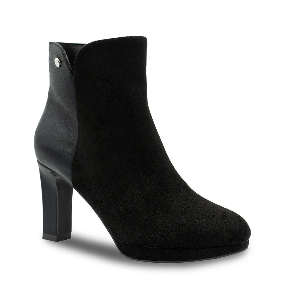 Paradox London Astrid Ankle Boots Black Microsuede Platform Block Heel Ankle Boot