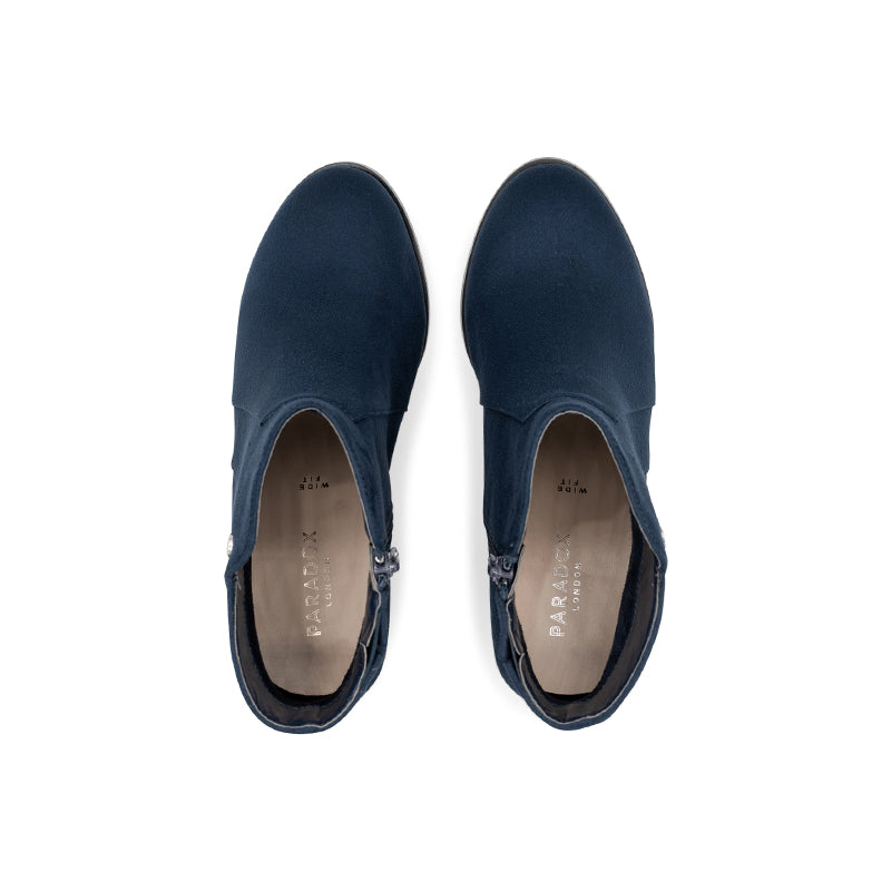 Paradox London Beatrice Wide Fit Ankle Boots Navy Wide Fit Ankle Boot