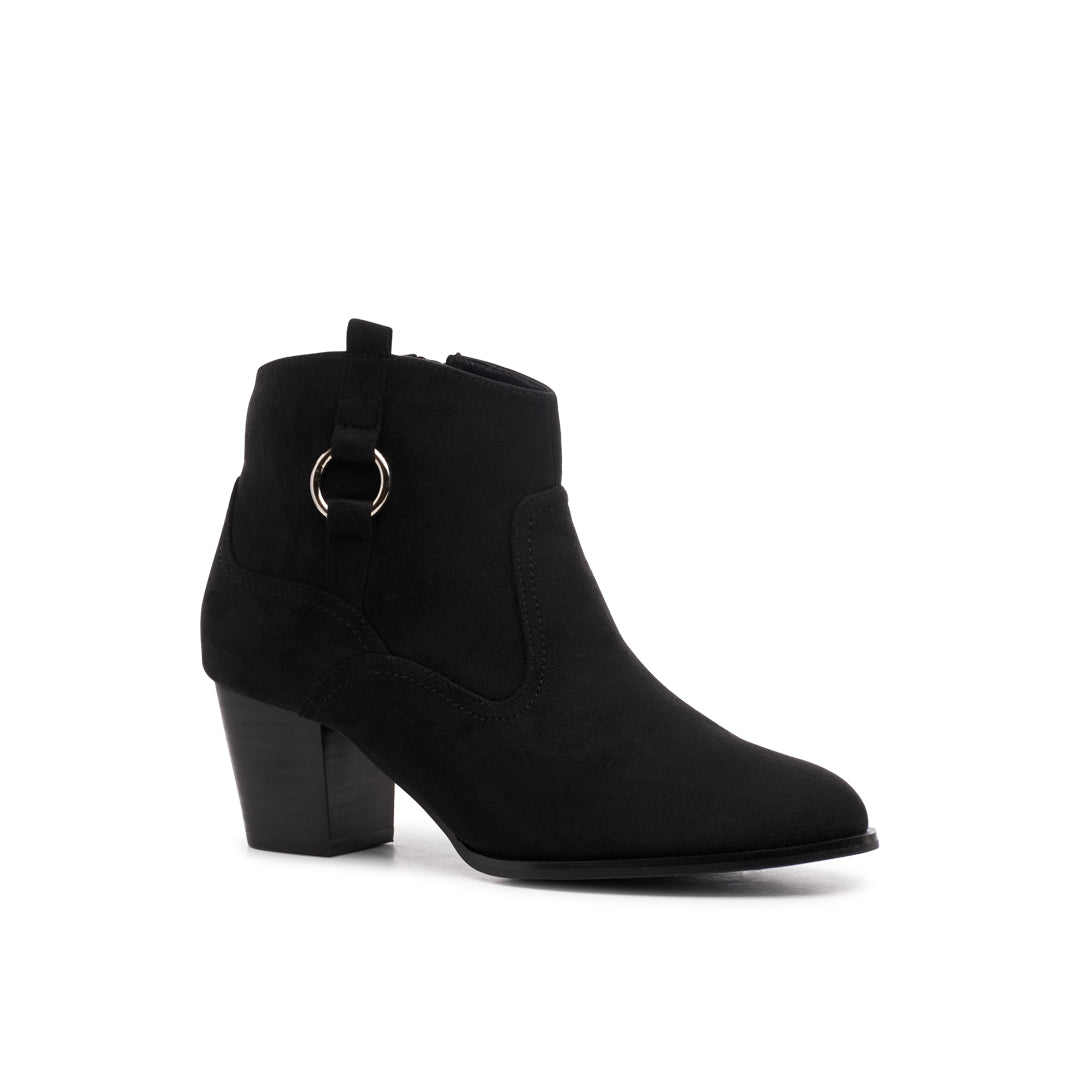 Paradox London Bexley Wide Fit Ankle Boots Black Block Heel Ankle Boots