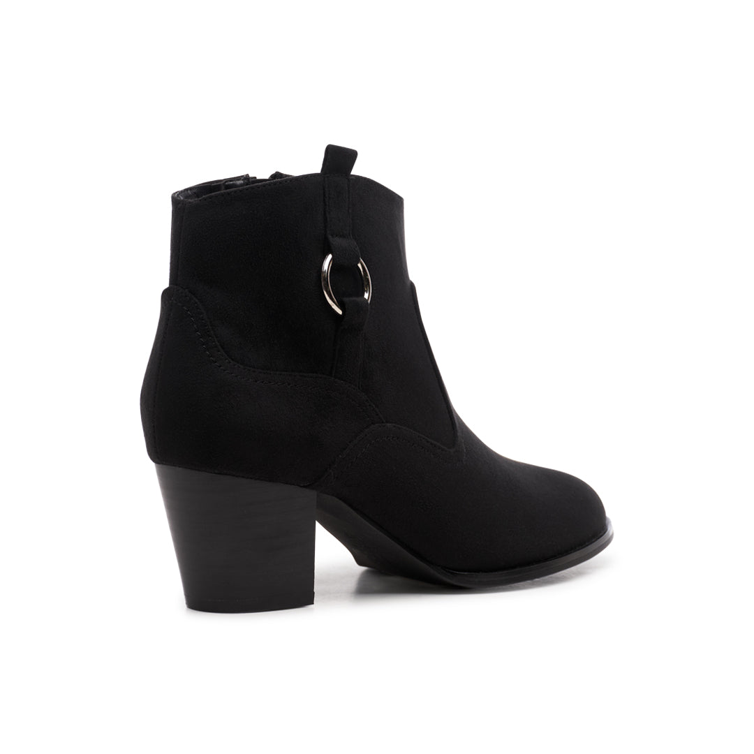 Paradox London Bexley Wide Fit Ankle Boots Black Block Heel Ankle Boots