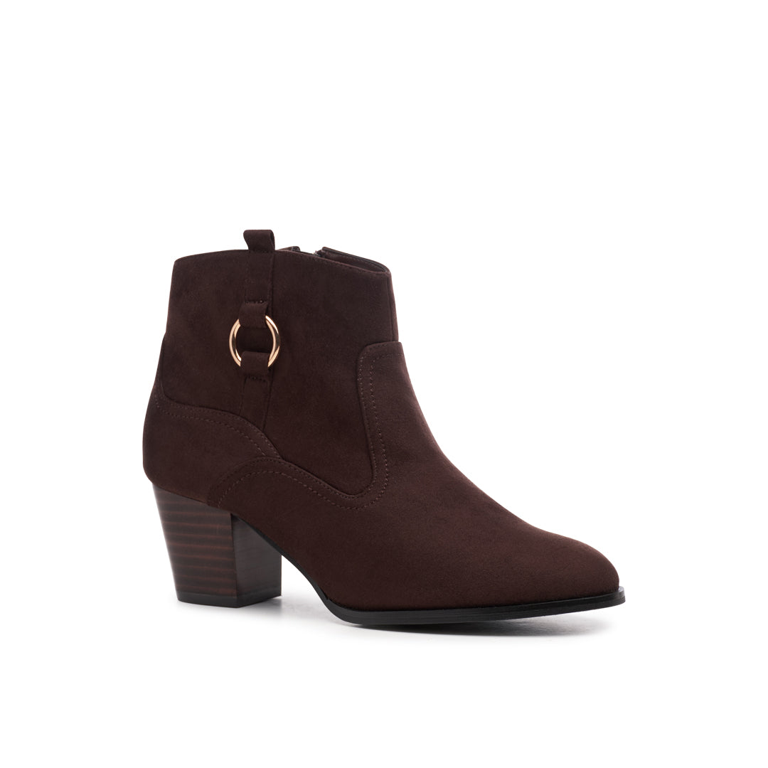 Paradox London Bexley Wide Fit Ankle Boots Chocolate Block Heel Ankle Boots