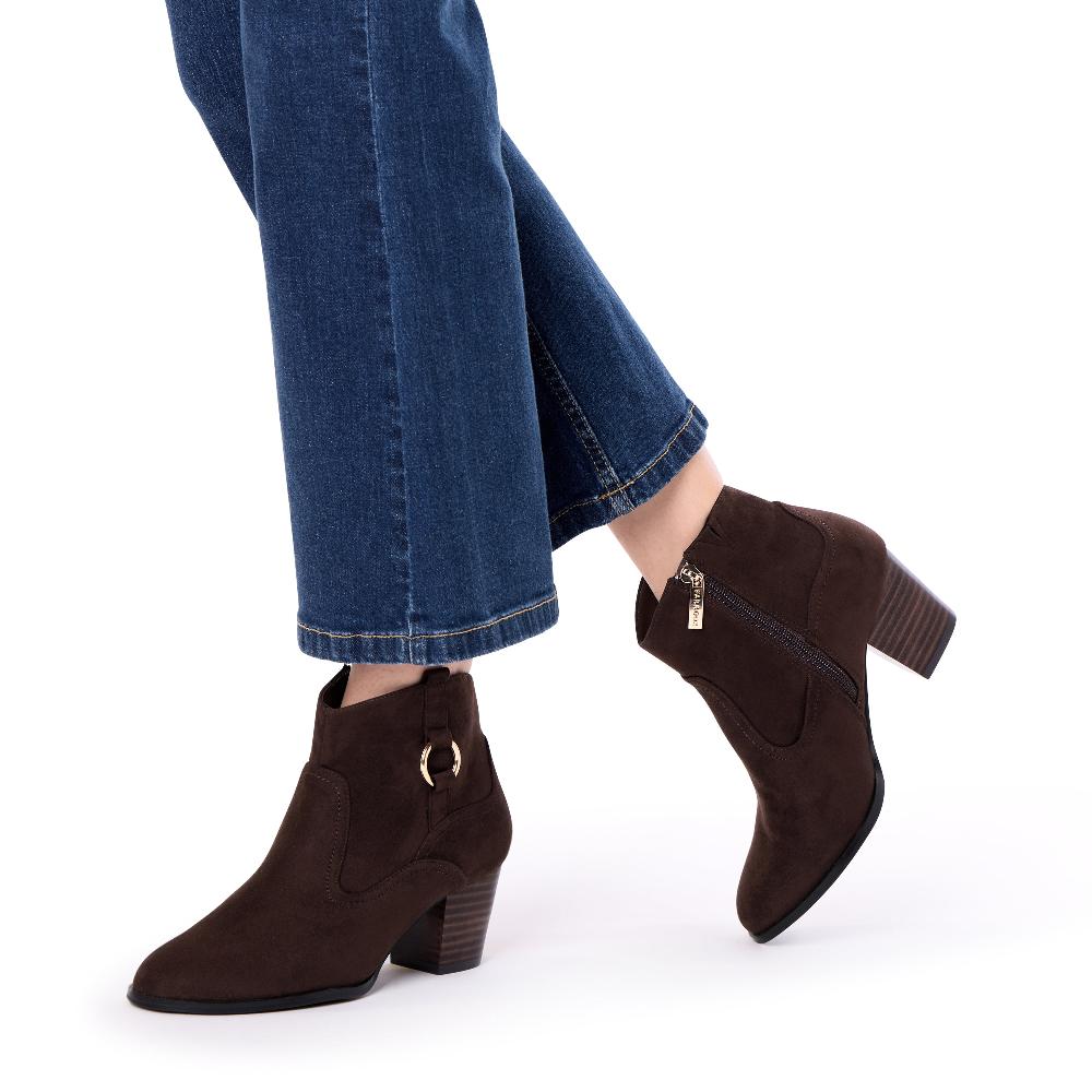 Paradox London Bexley Wide Fit Ankle Boots Chocolate Block Heel Ankle Boots