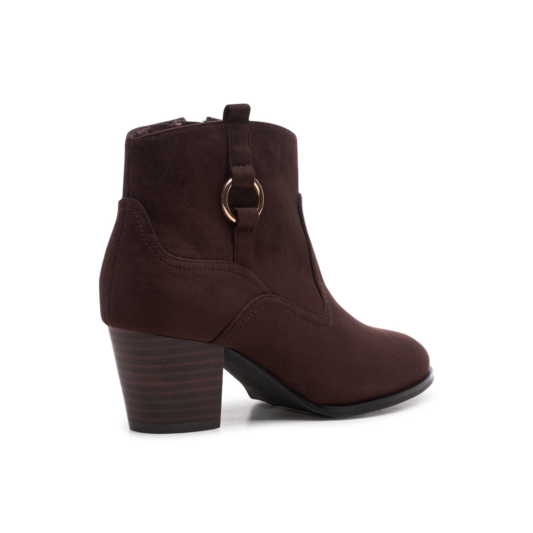 Paradox London Bexley Wide Fit Ankle Boots Chocolate Block Heel Ankle Boots
