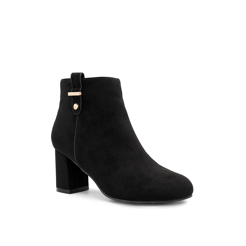 Paradox London Billie Wide Fit Ankle Boots Black Microsuede Wide Fit Ankle Boot