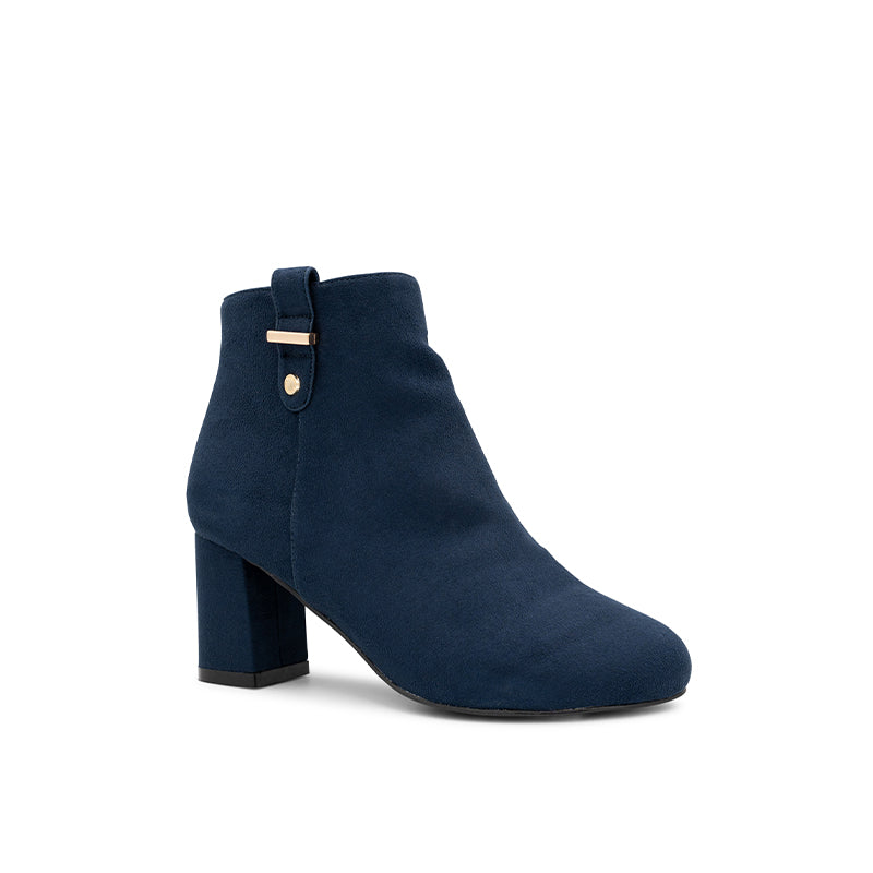 Paradox London Billie Wide Fit Ankle Boots Navy Microsuede Wide Fit Ankle Boot
