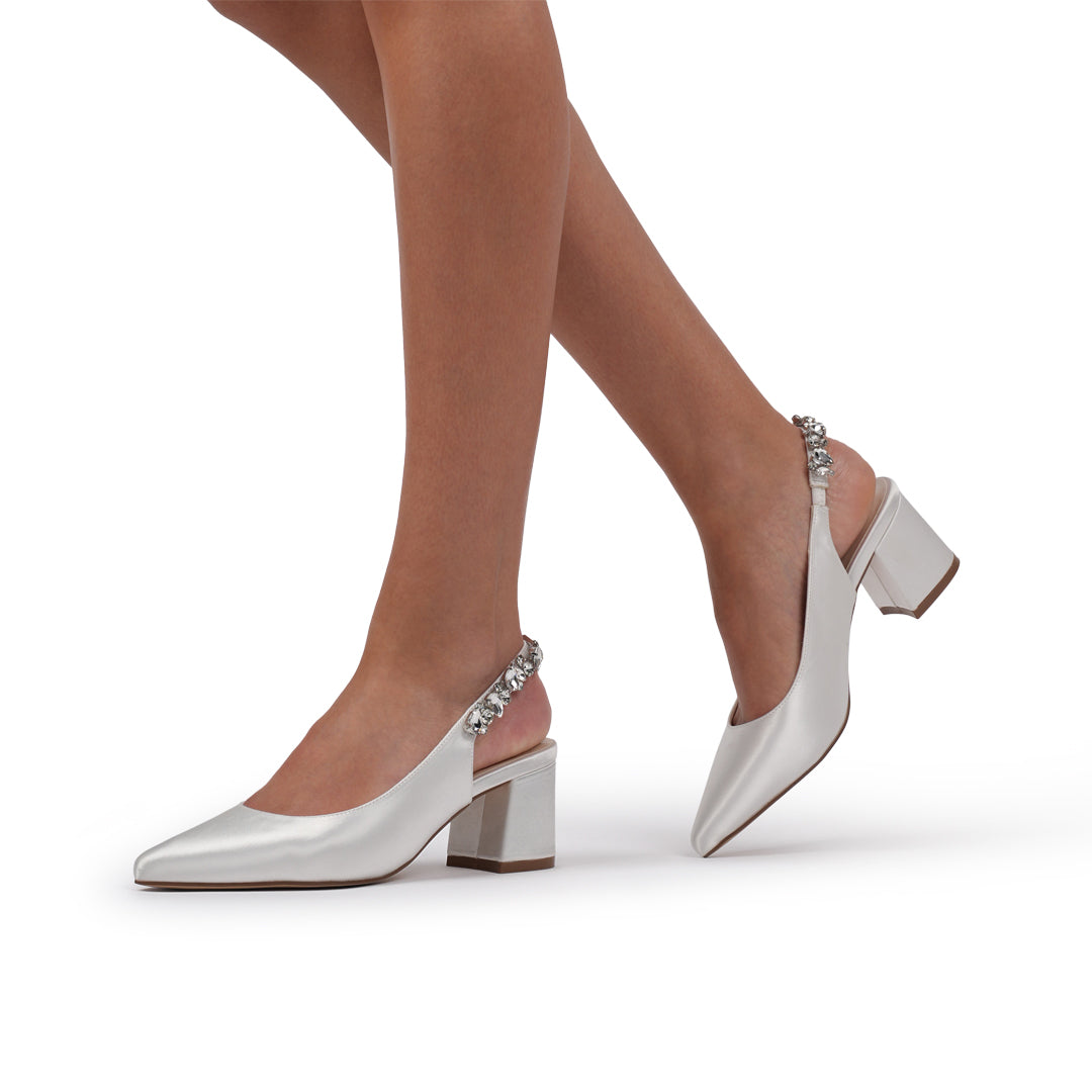 Paradox London Calista Wedding Shoes Calista Block Heel Sling Back Wedding Court Shoes