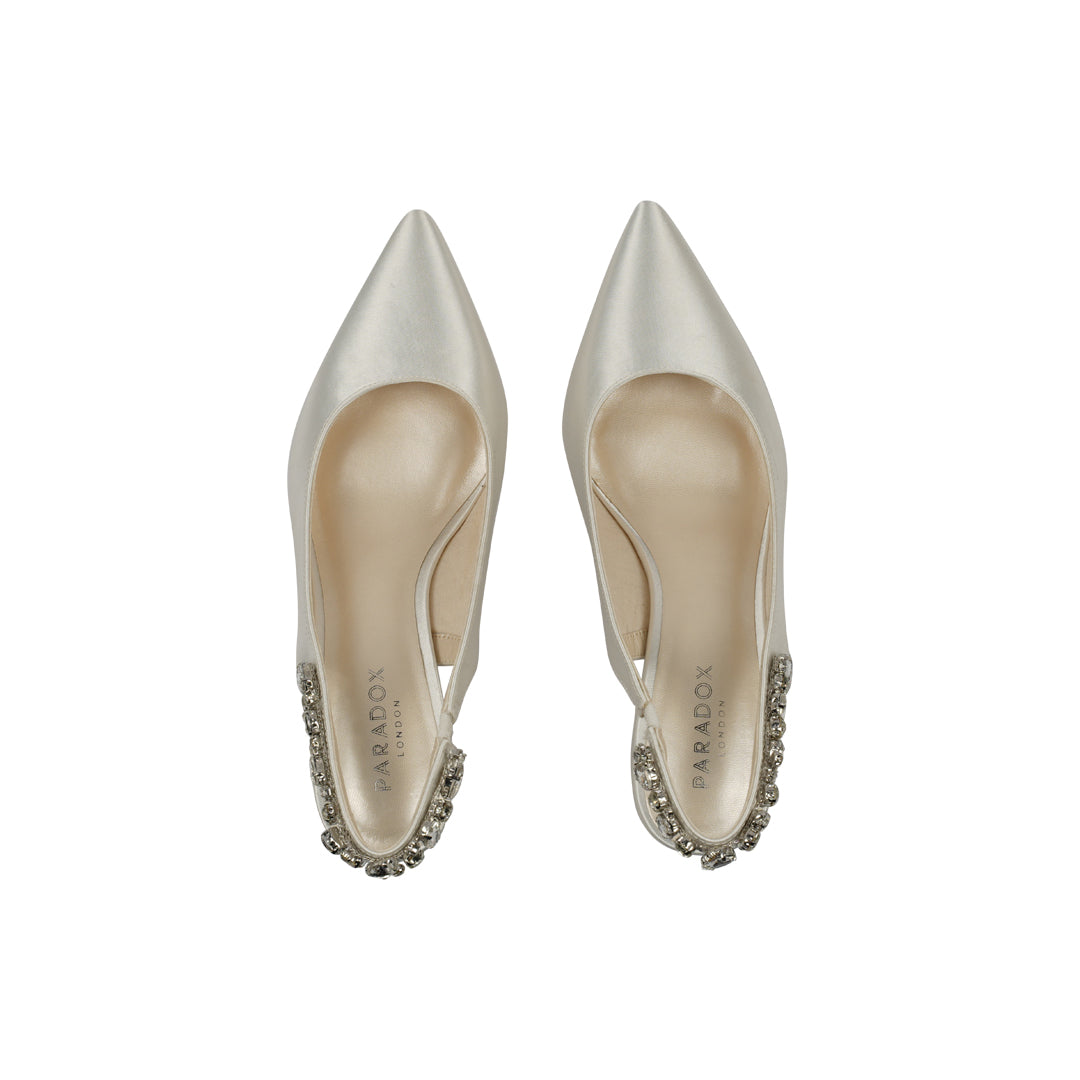 Paradox London Calista Wedding Shoes Calista Block Heel Sling Back Wedding Court Shoes