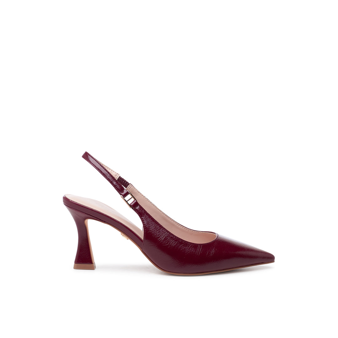 paradox london Chantelle Slingback Heels Cherry Lacquer Slingback Flared Heels