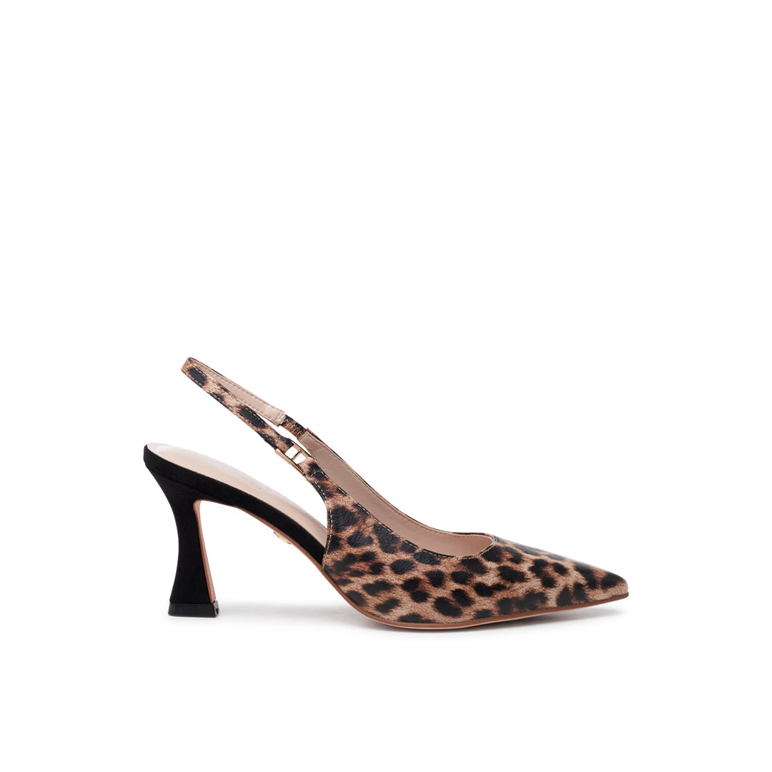 paradox london Chantelle Slingback Heels Leopard Print Slingback Flared Heels