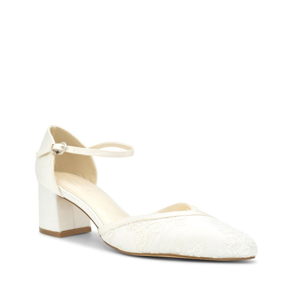 Paradox London Charla Wedding Shoes Ivory Satin Block Heel Wedding Shoe