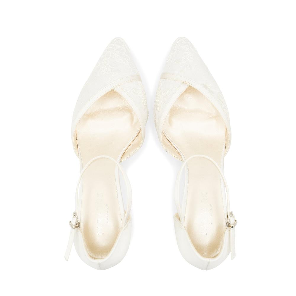 Paradox London Charla Wedding Shoes Ivory Satin Block Heel Wedding Shoe