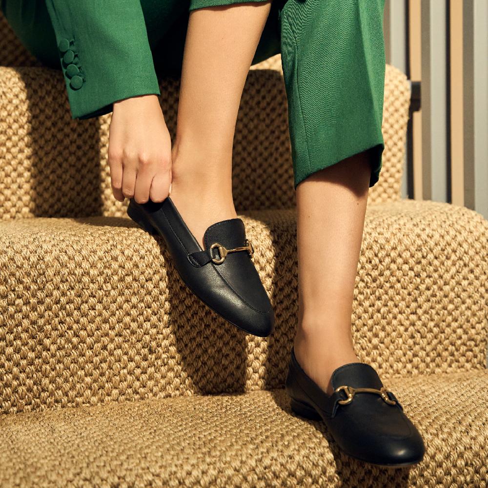 Paradox London Christa Loafers Black Faux Leather Loafer