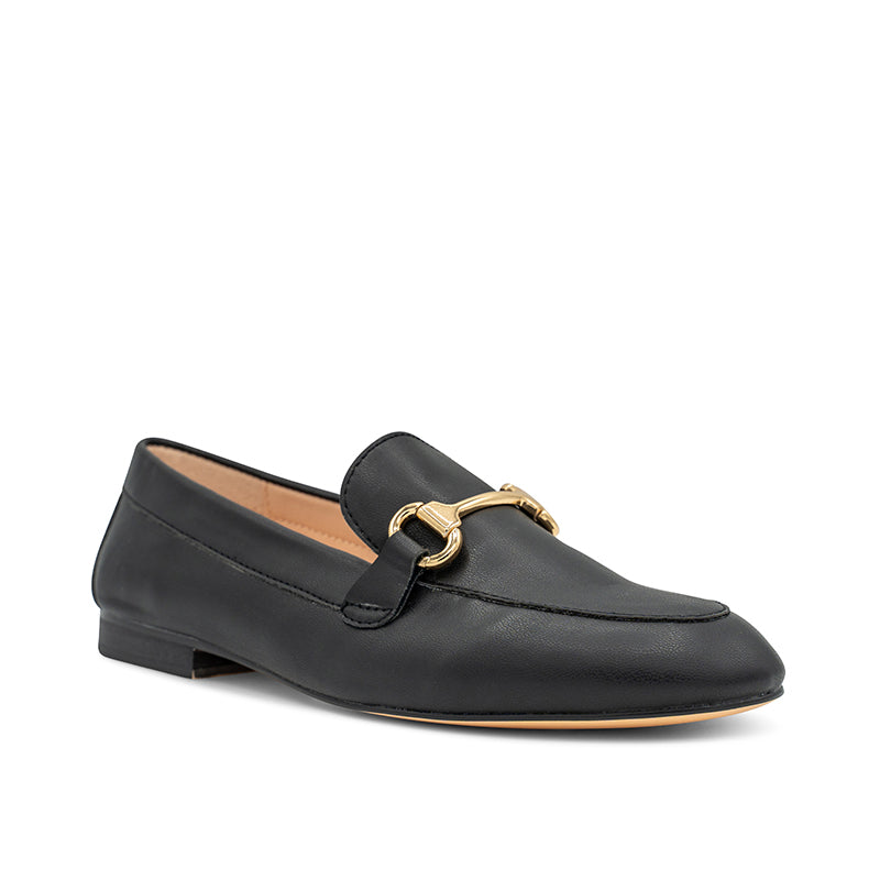 Paradox London Christa Loafers Black Faux Leather Loafer