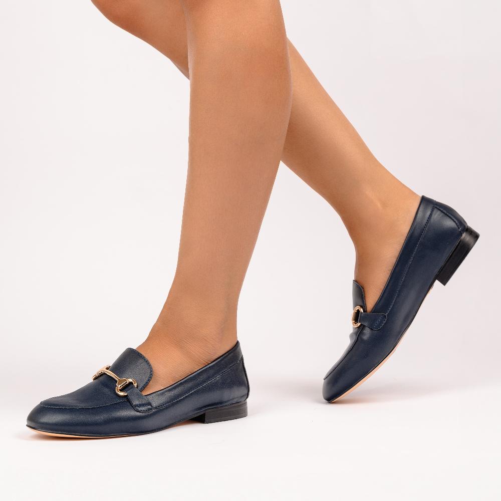 Paradox London Christa Loafers Navy Faux Leather Loafer